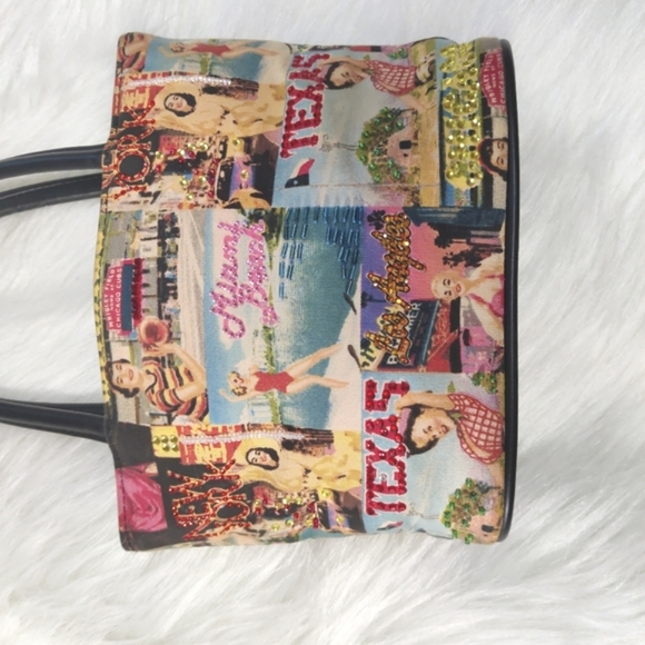 Vintage Bueno 8.5" x 6.5" Retro Style Sequin Mini Shoulder Bag Purse US Cities - Picture 3 of 11